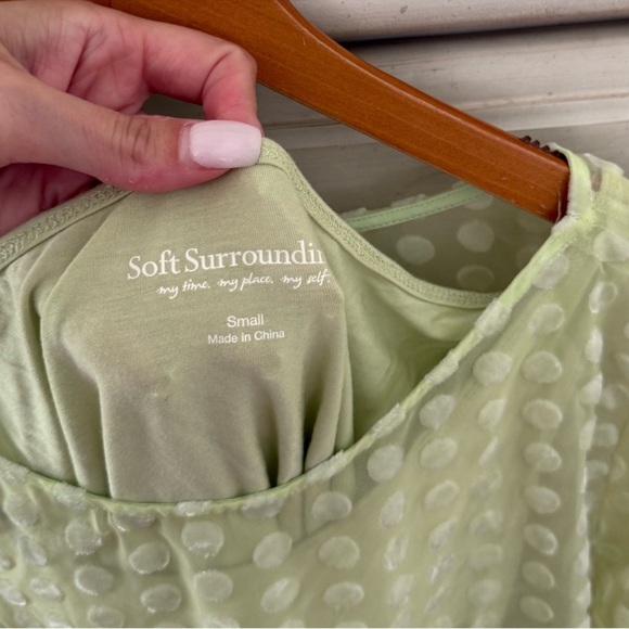 Soft Surroundings Lime Green Velvet Polka Dot Blouse Top - Picture 5 of 6